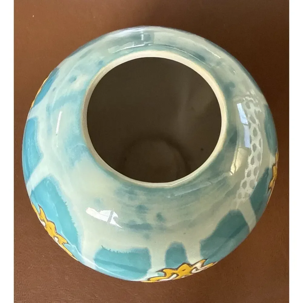 Antrtropologie Bohemian Round Ceramic Hand Painted Drip Glazed Ceramic 6